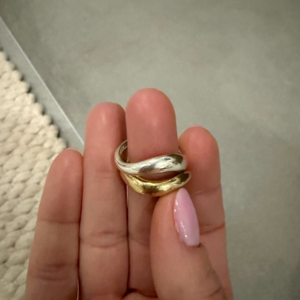 Mejuri Silver and Gold dome rings